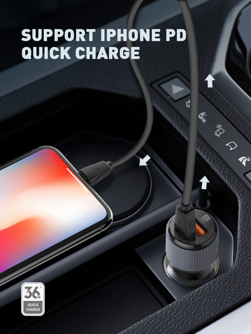 Istylei.com LDNIO Car Charger 36W High Power QC4+ USB C PD Type C cable - C510Q