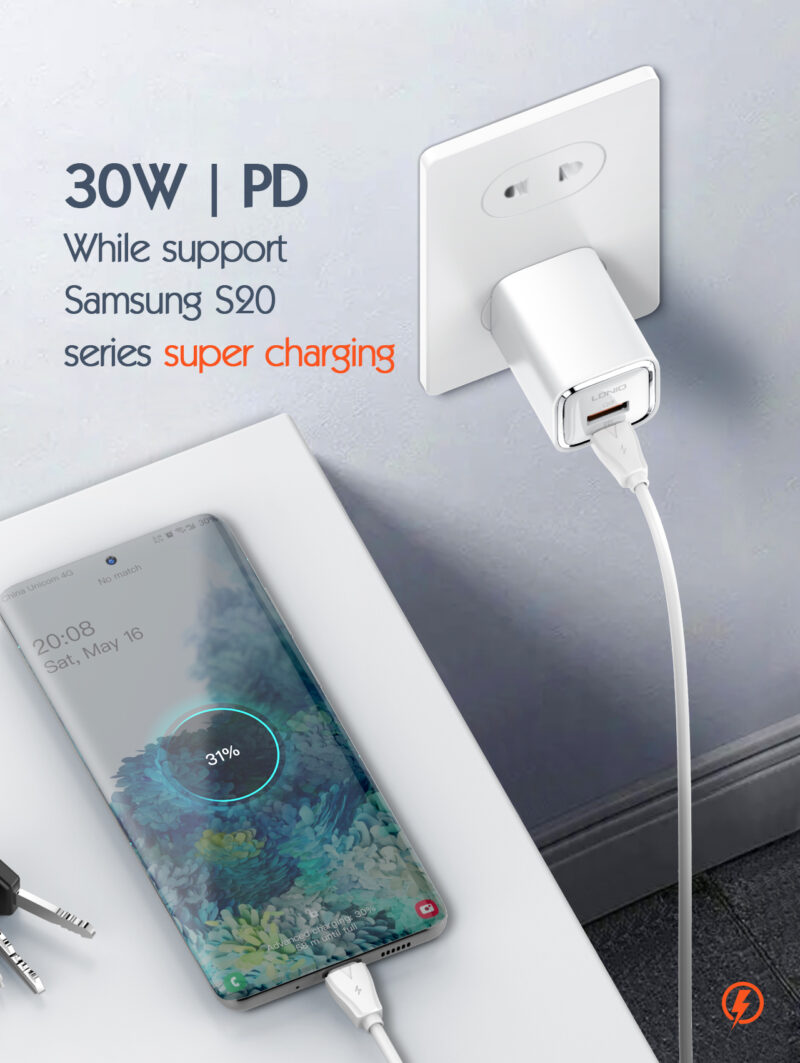 Istylei.com LDNIO Fast Wall Charger With USB Type C Ports 30W with EU 4.8 plug White A2317C