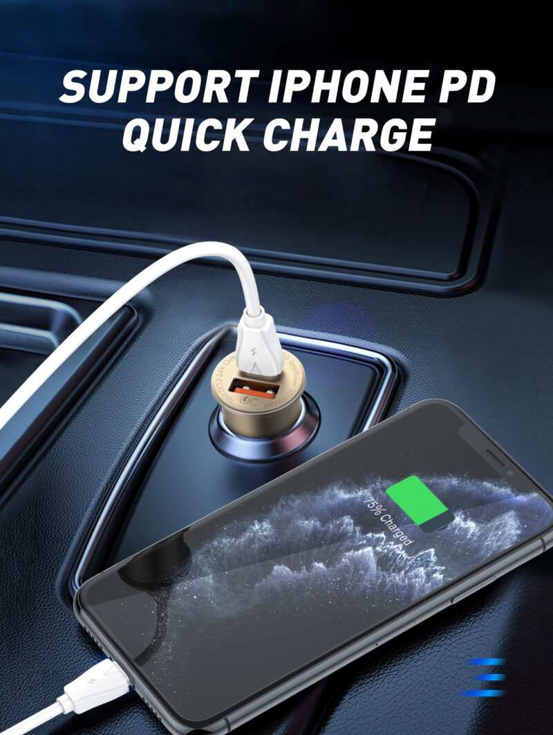 Istylei.com LDNIO 30W ULTRA Mini Zinc Alloy Material - QC4+/PD 3.0 Quick Charge Universal Car Charger - C506Q