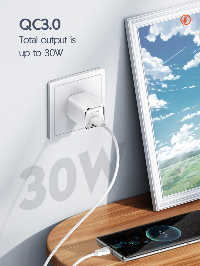 Istylei.com LDNIO Fast Wall Charger With USB Type C Ports 30W with EU 4.8 plug White A2317C