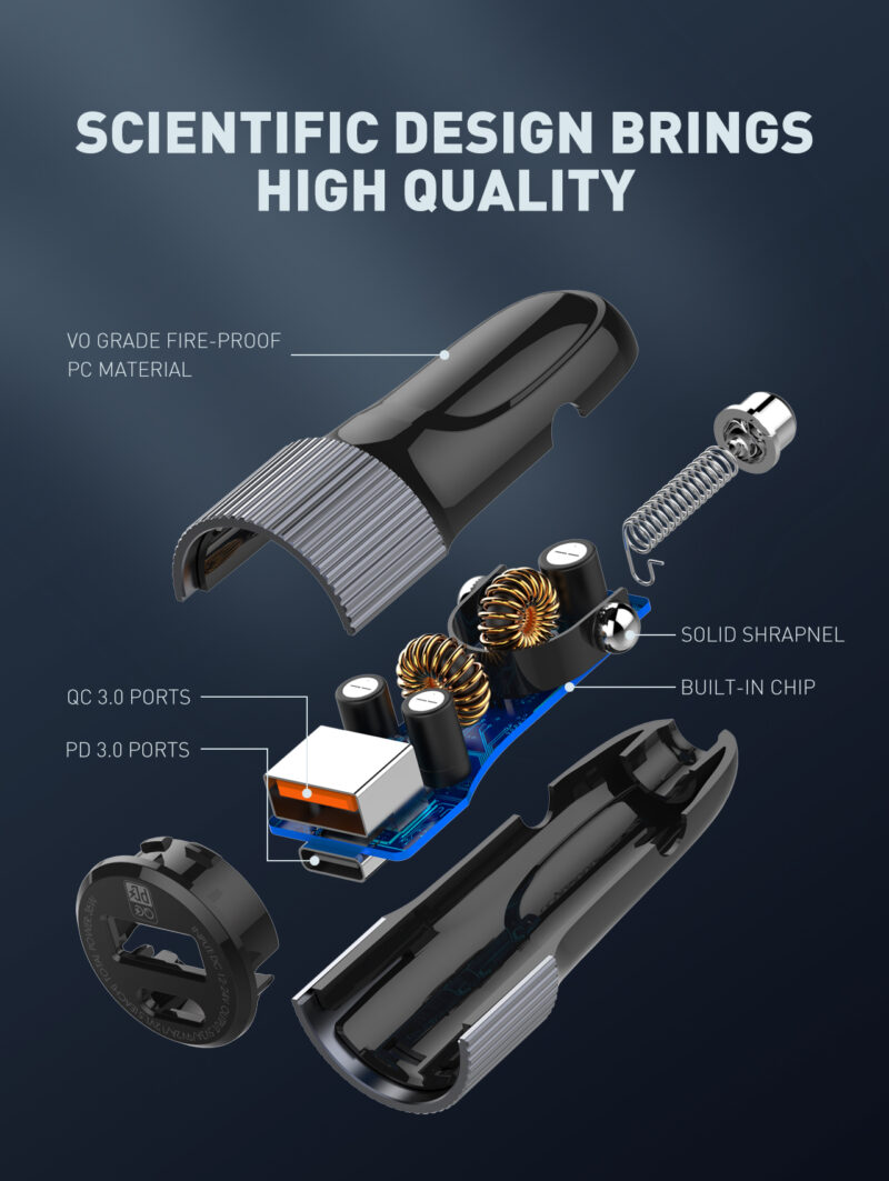 Istylei.com LDNIO Car Charger 36W High Power QC4+ USB C PD Type C cable - C510Q