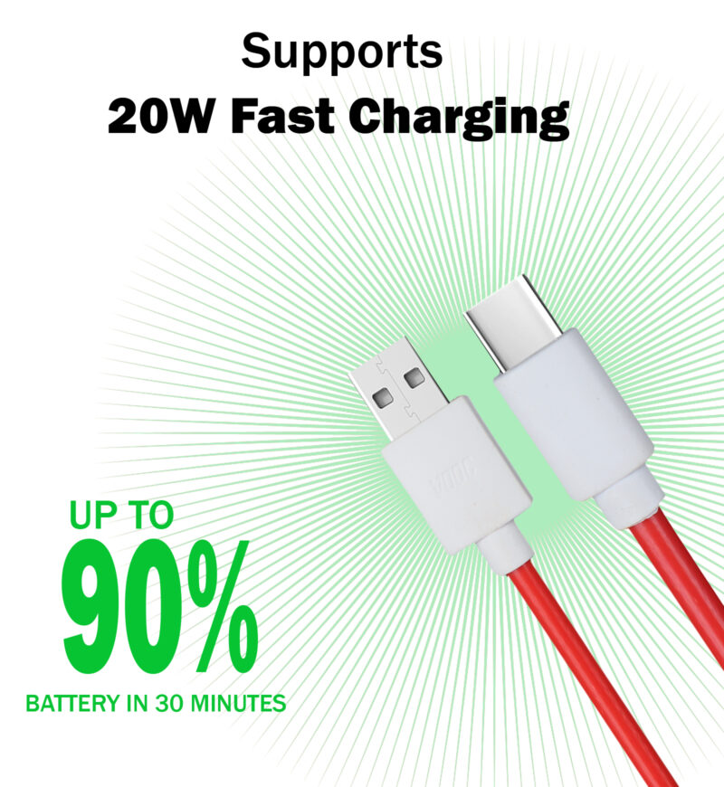 Istylei.com Vooc Charging Cable USB to Type C Super Dash Charging- Red ISC-VO1