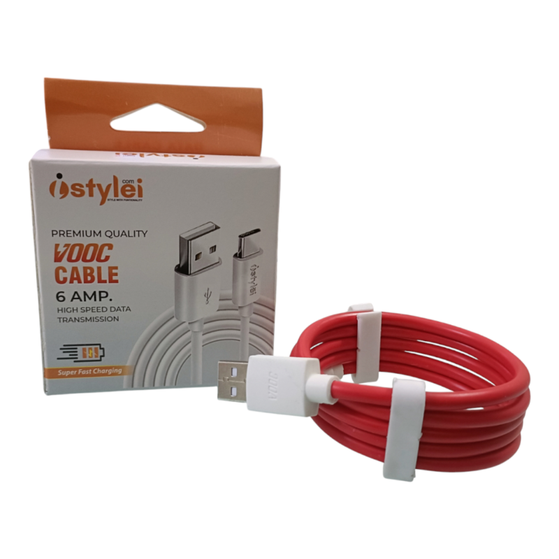 Istylei.com Vooc Charging Cable USB to Type C Super Dash Charging- Red ISC-VO1