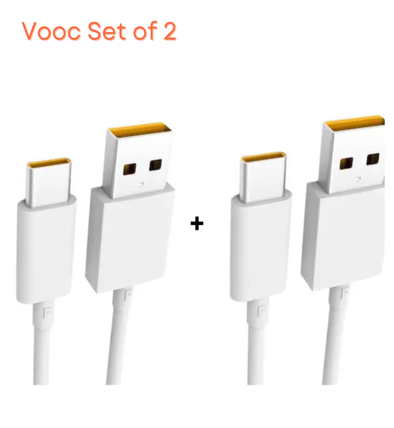 Istylei.com Super Vooc Charging Cable USB to Type C - White Set of 2 ISC-VO2-2