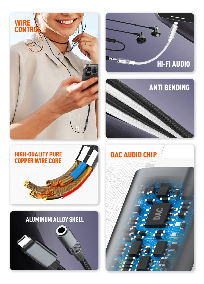 LDNIO Lightning to Female 3.5mm Adaptor Audio Earphones Jack Adapter -LSY80i