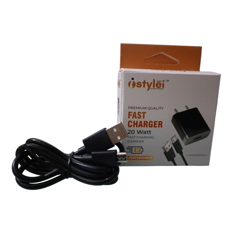Istylei.com Mobile Phone Charger Adapter with USB Cable, 2 Pin Indian Plug, Micro USB, Black ISC-A023